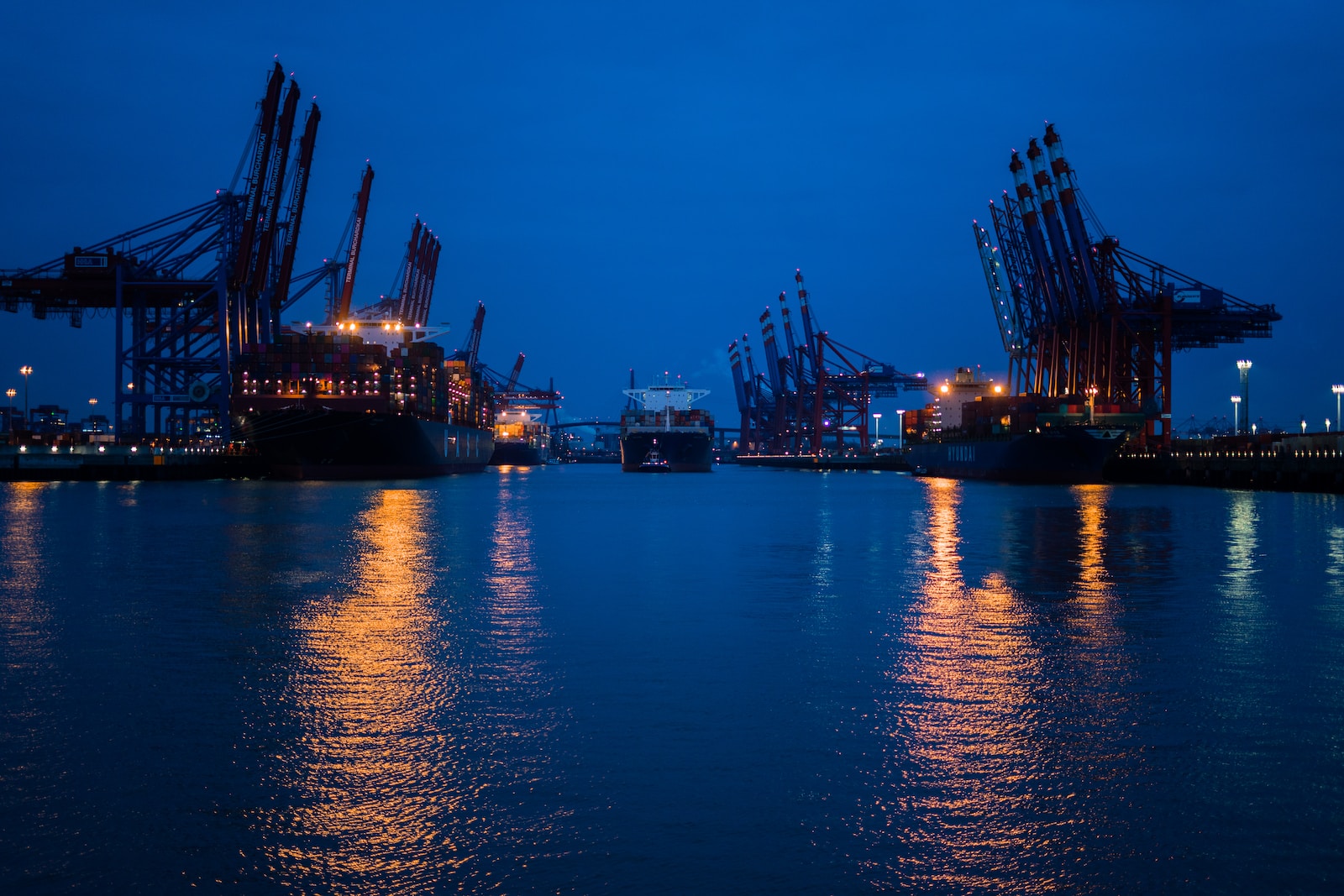 ship on sea during nighttime