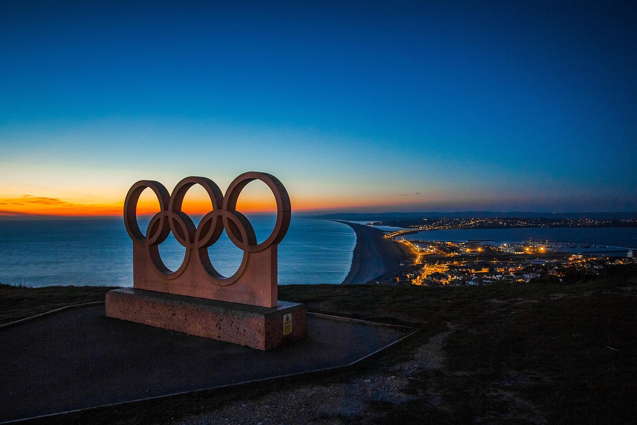 portland, panorama, night, symbol, the city, olympic rings, portland, portland, olympic rings, olympic rings, olympic rings, olympic rings, olympic rings
