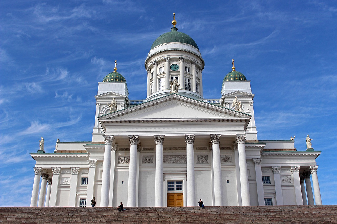 helsinki, cathedral, architecture, church, city, building, landmark, scandinavia, capital, travel, monumental, sky, christianity, tourism, monument, nature, attraction, religion, lutheran, blue sky, blue city, blue travel, blue building, blue church
